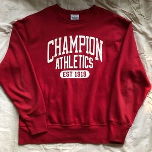 Red Champion Crewneck Sweater